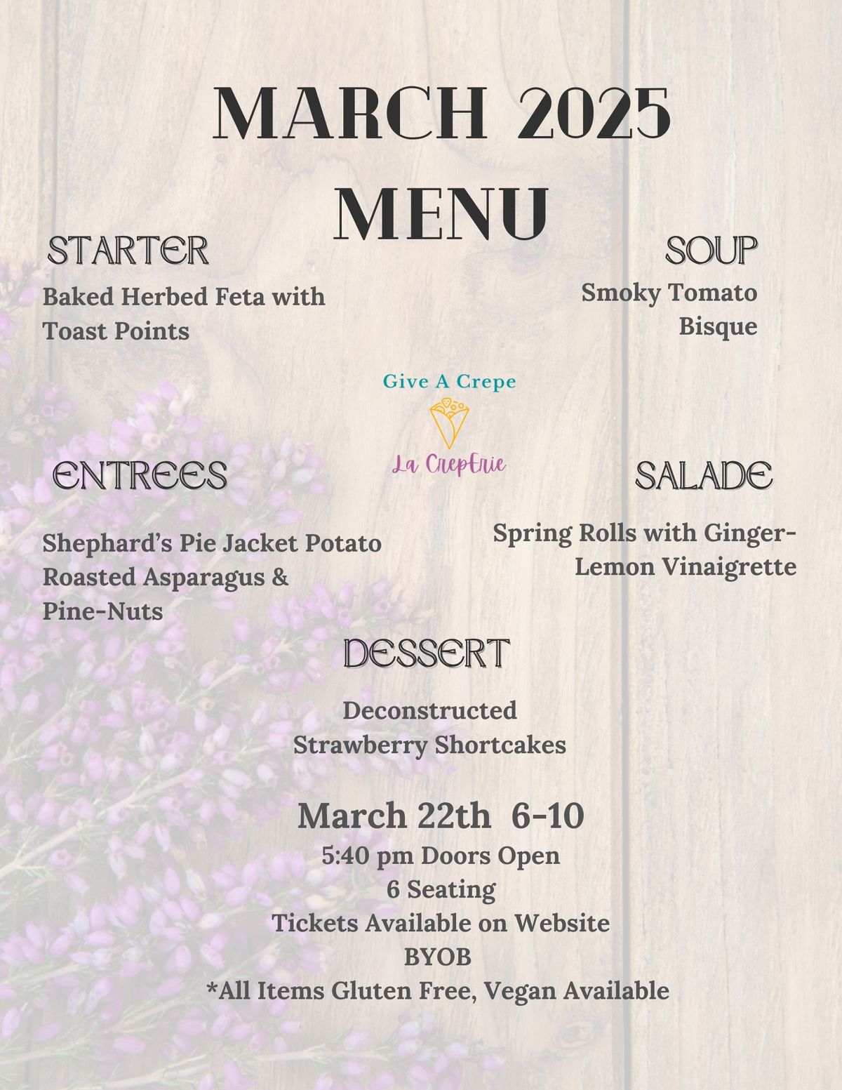 March Into Give A Crepe's Dinner Series