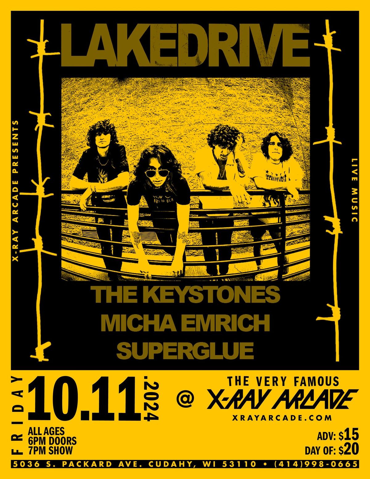 LAKE DRIVE \/ THE KEYSTONES \/ MICAH EMRICH \/ SUPERGLUE AT X-RAY ARCADE