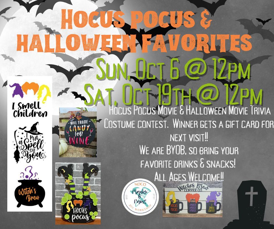 HOCUS POCUS WITH THE WITCHES Oct 6th at 12pm