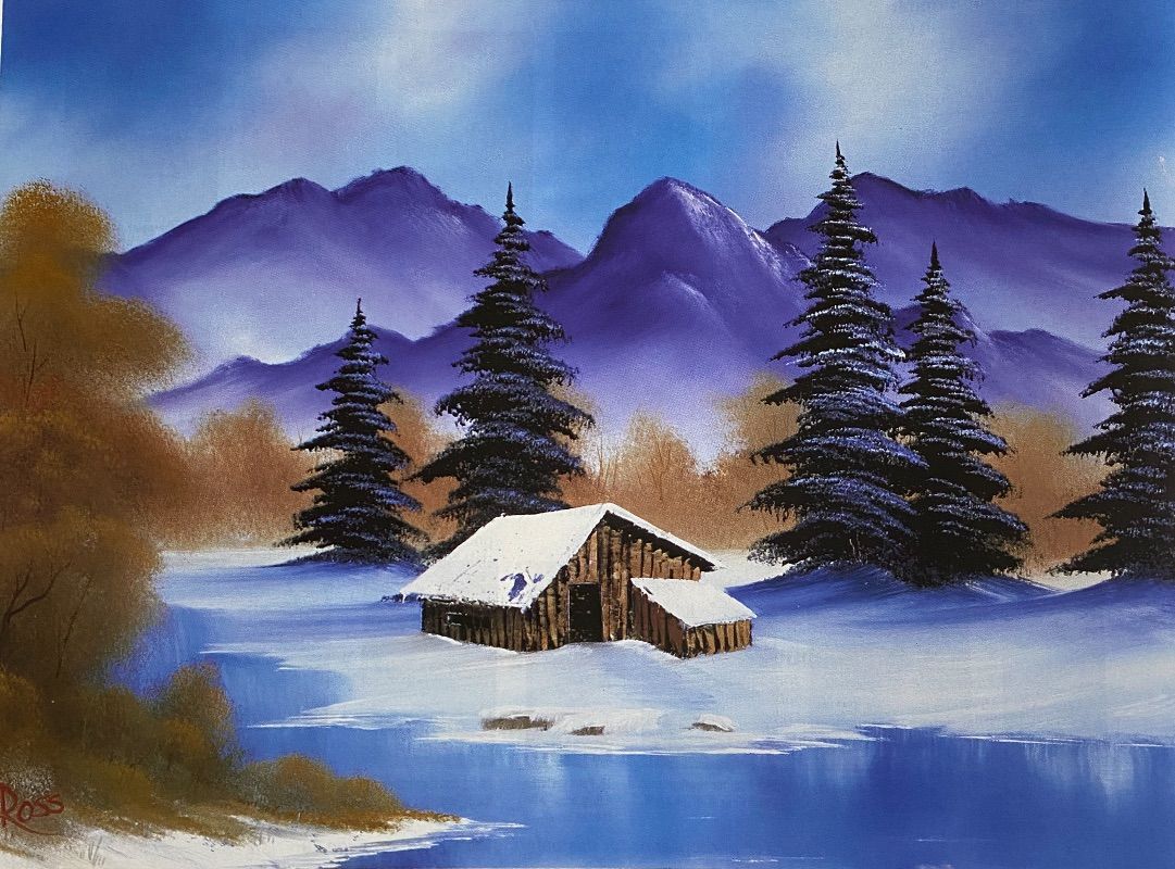 Bob Ross \u201cWinter\u2019s Peace\u201d Paint Class