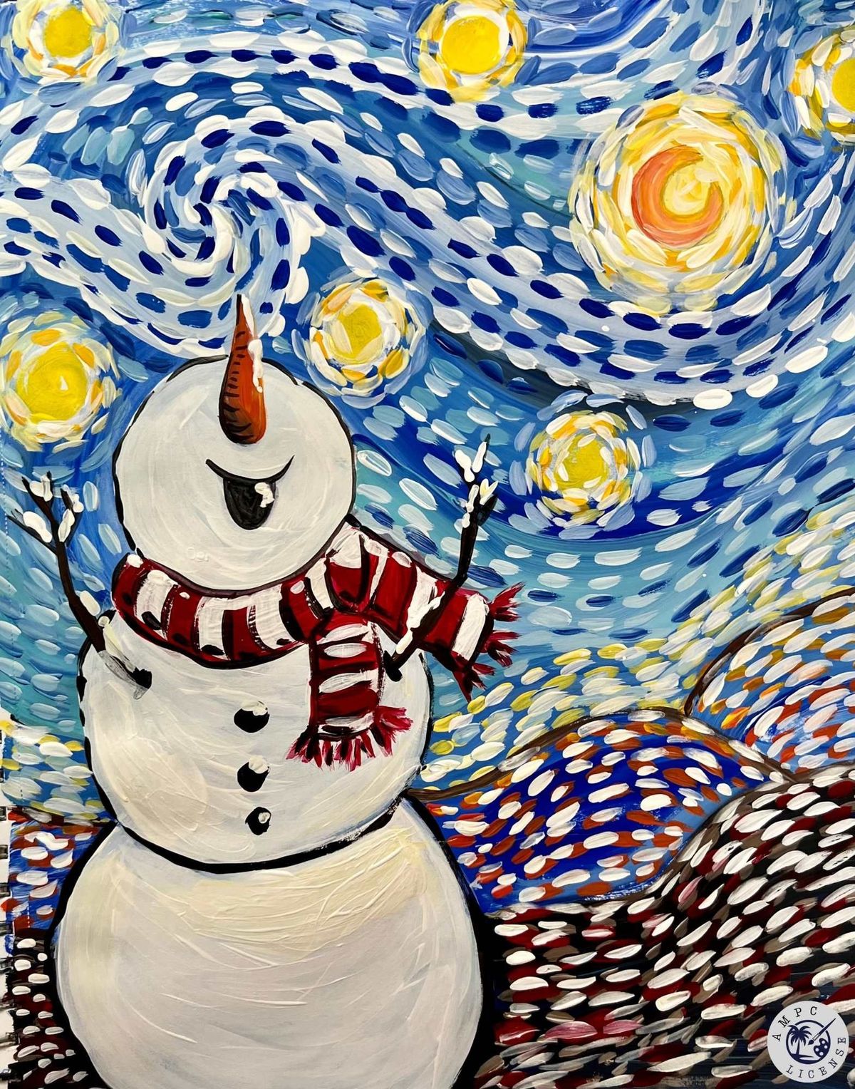 Starry Night Snowman - Paint and Sip 