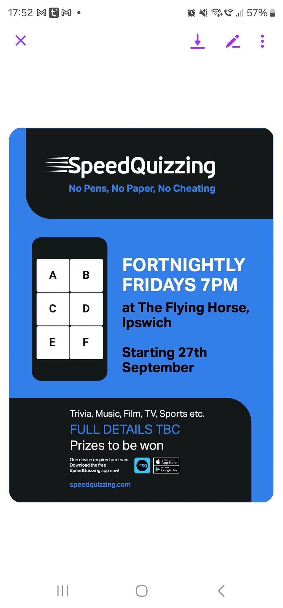 SpeedQuizzing at The Flying Horse Ipswich