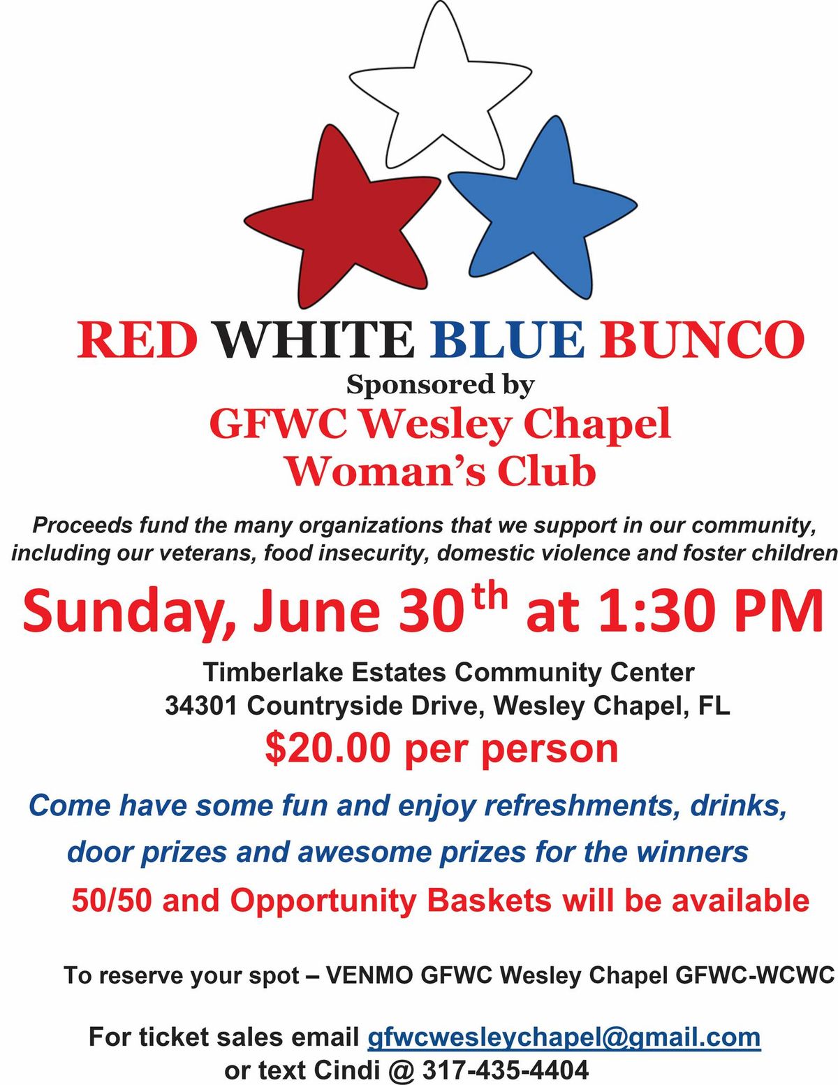 Red White and Blue Bunco 