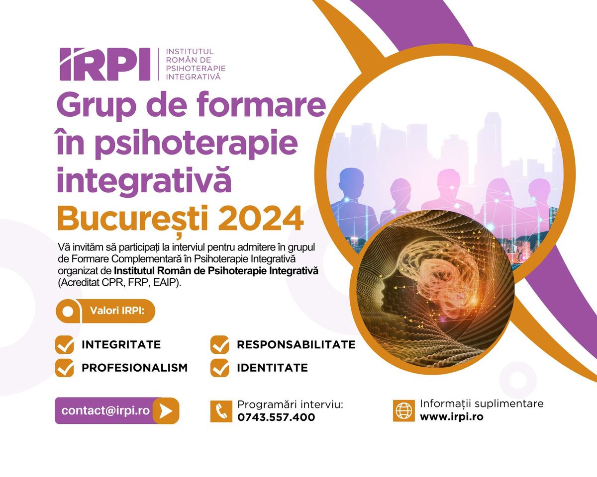 Grup formare \u00een psihoterapie integrativ\u0103- Bucure\u0219ti 2024