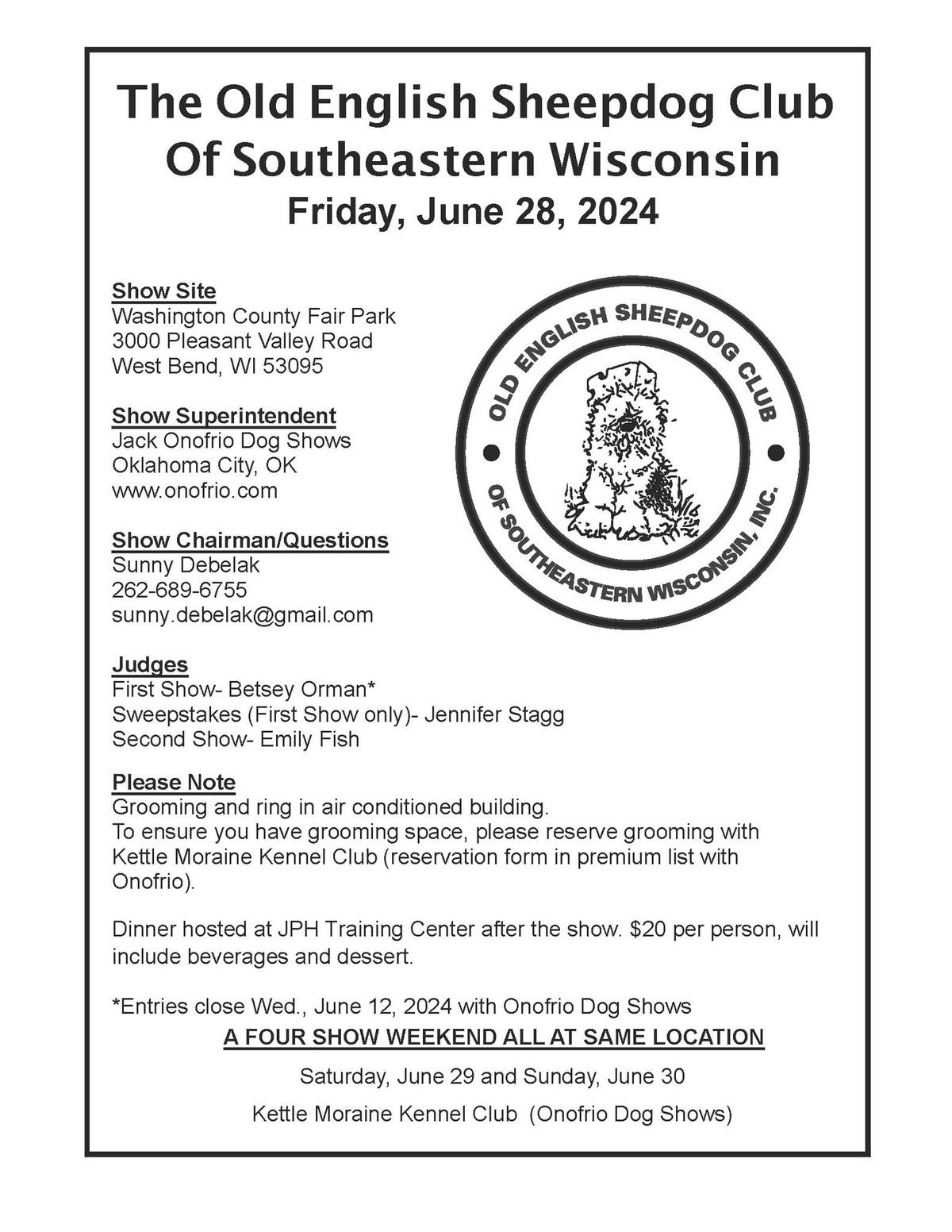 Old English Sheepdog Club of Southeast Wisconsin - Specialties