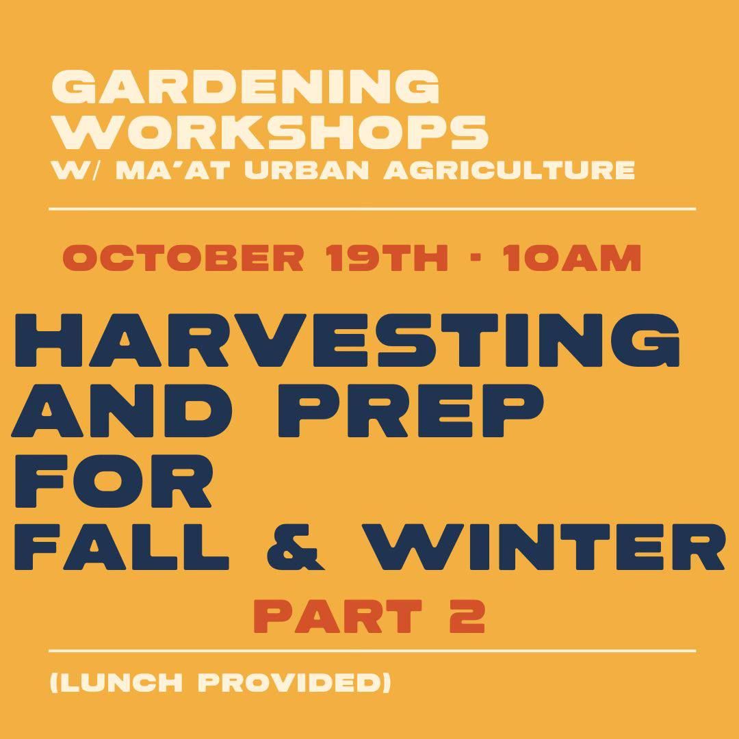  Gardening Workshop: Harvesting and Prep for Fall & Winter (Part 2)