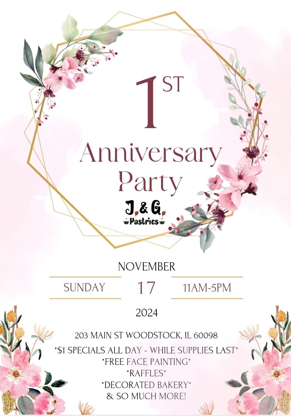 J&G Pastries - One Year Anniversary