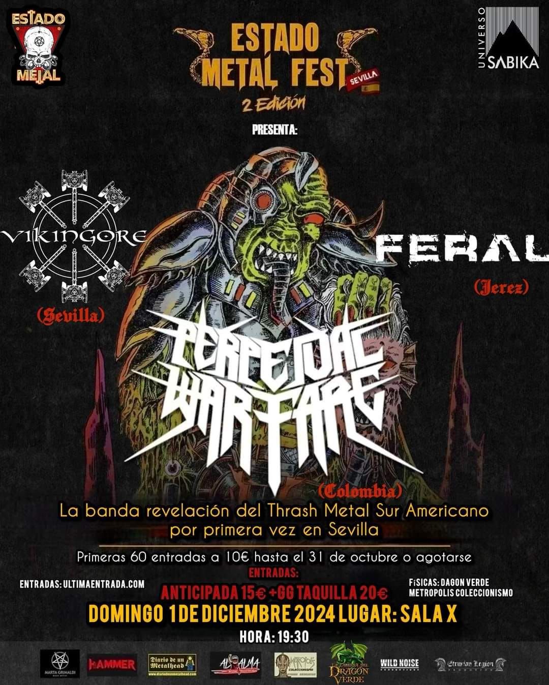 \ud83d\udd25 II Edici\u00f3n Estado Metal Fest (Domingo 1 Dic 24, Sala X, Sevilla)