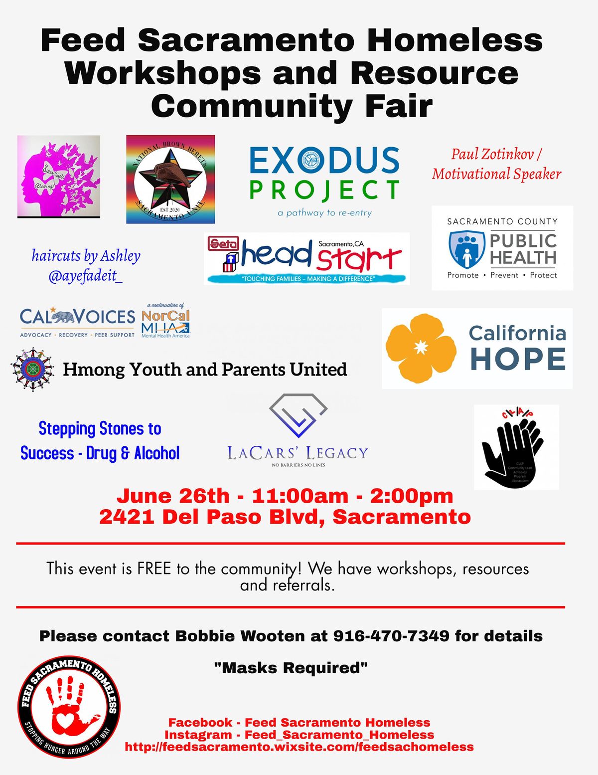 Feed Sacramento Homeless Workshops  &  Resource Community Fair