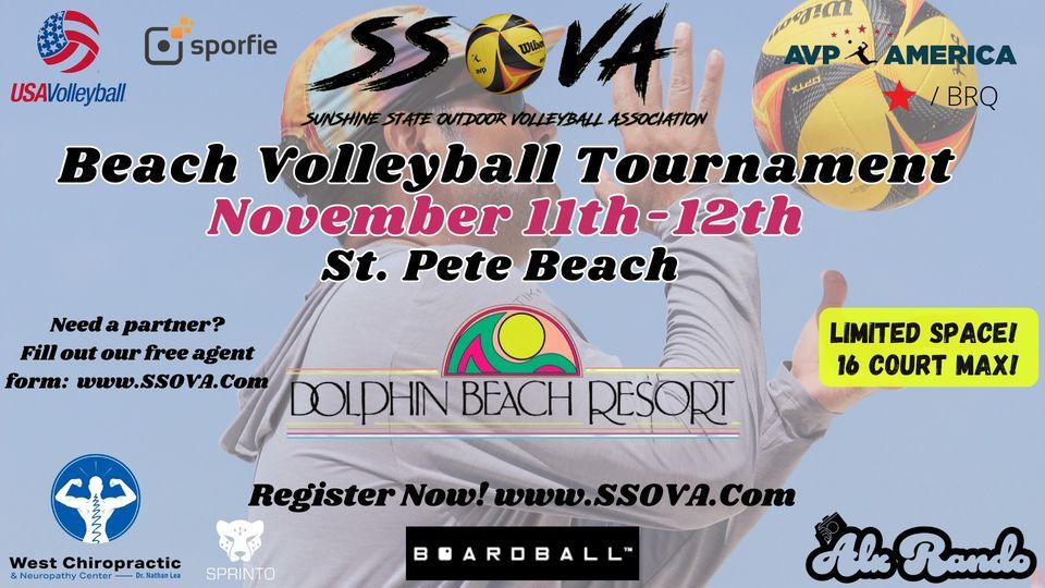 SSOVA's November 11th & 12th St. Pete Beach, Beach Volleyball Tournament