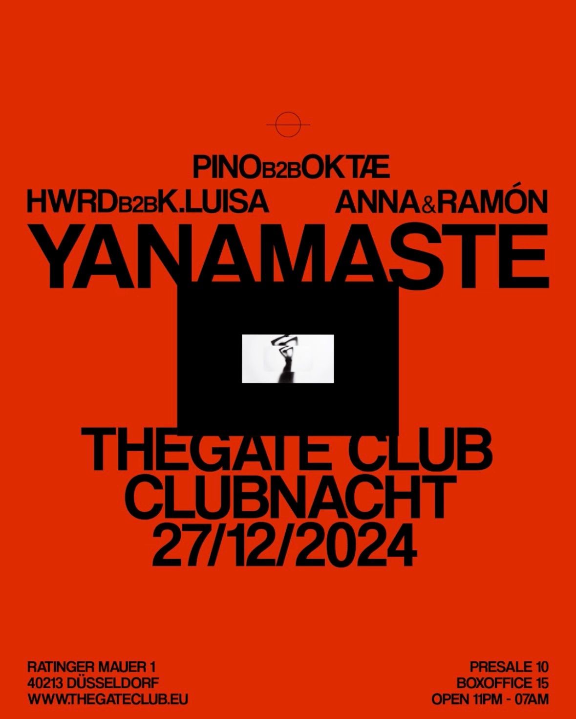 CLUBNACHT w\/ YANAMASTE + K. LUISA b2b HWRD + ANNA & RAMON + PINO b2b OKT\u00c6