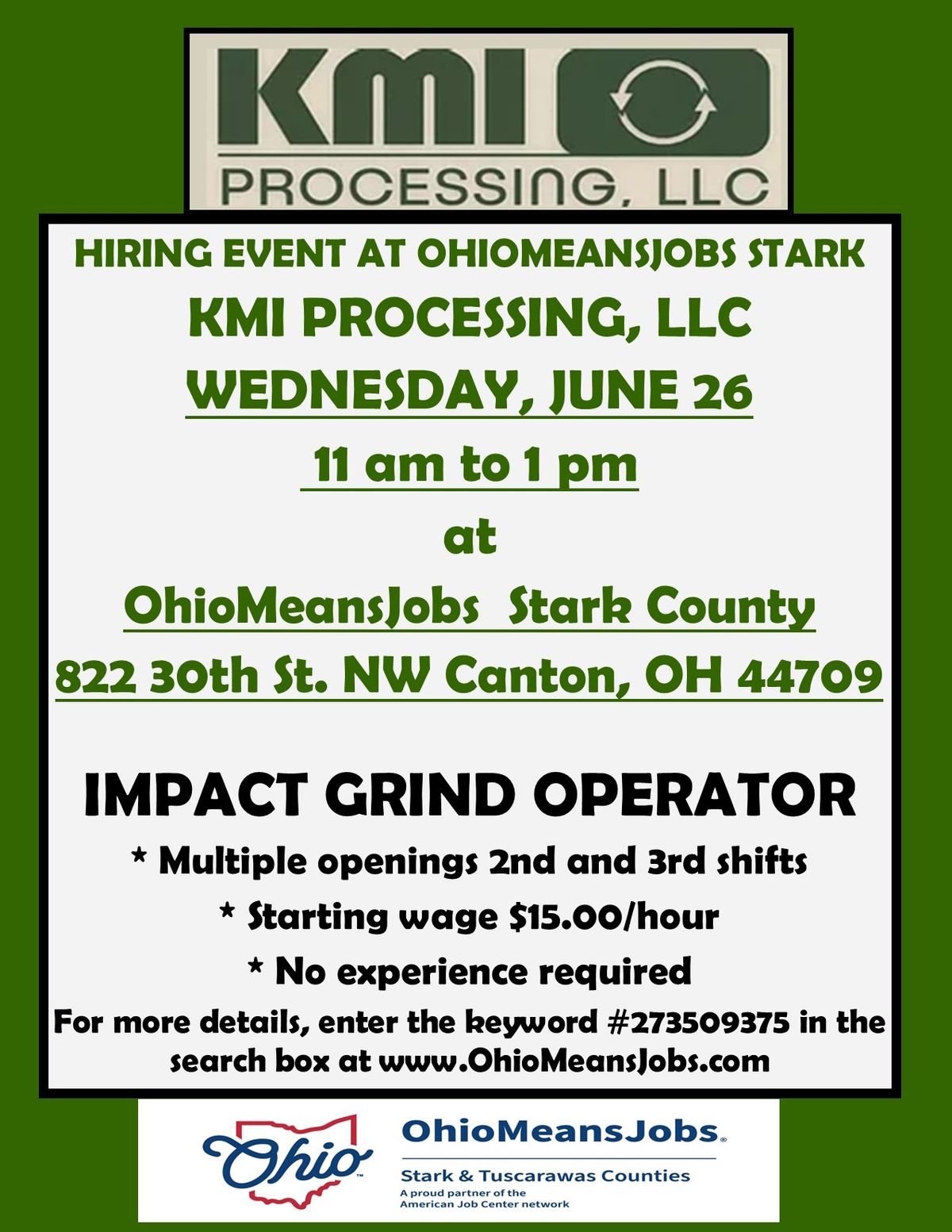 KMI Processing, LLC at OhioMeansJobs Stark County