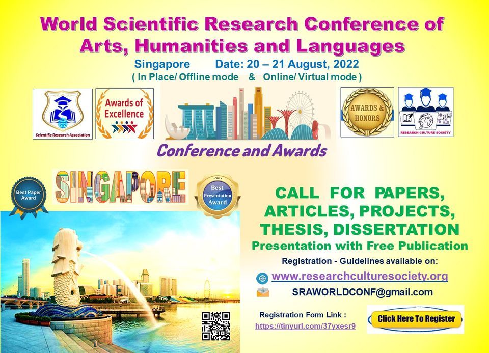 World Scientific Research Conference (WSRC) (August-2022)  - SINGAPORE