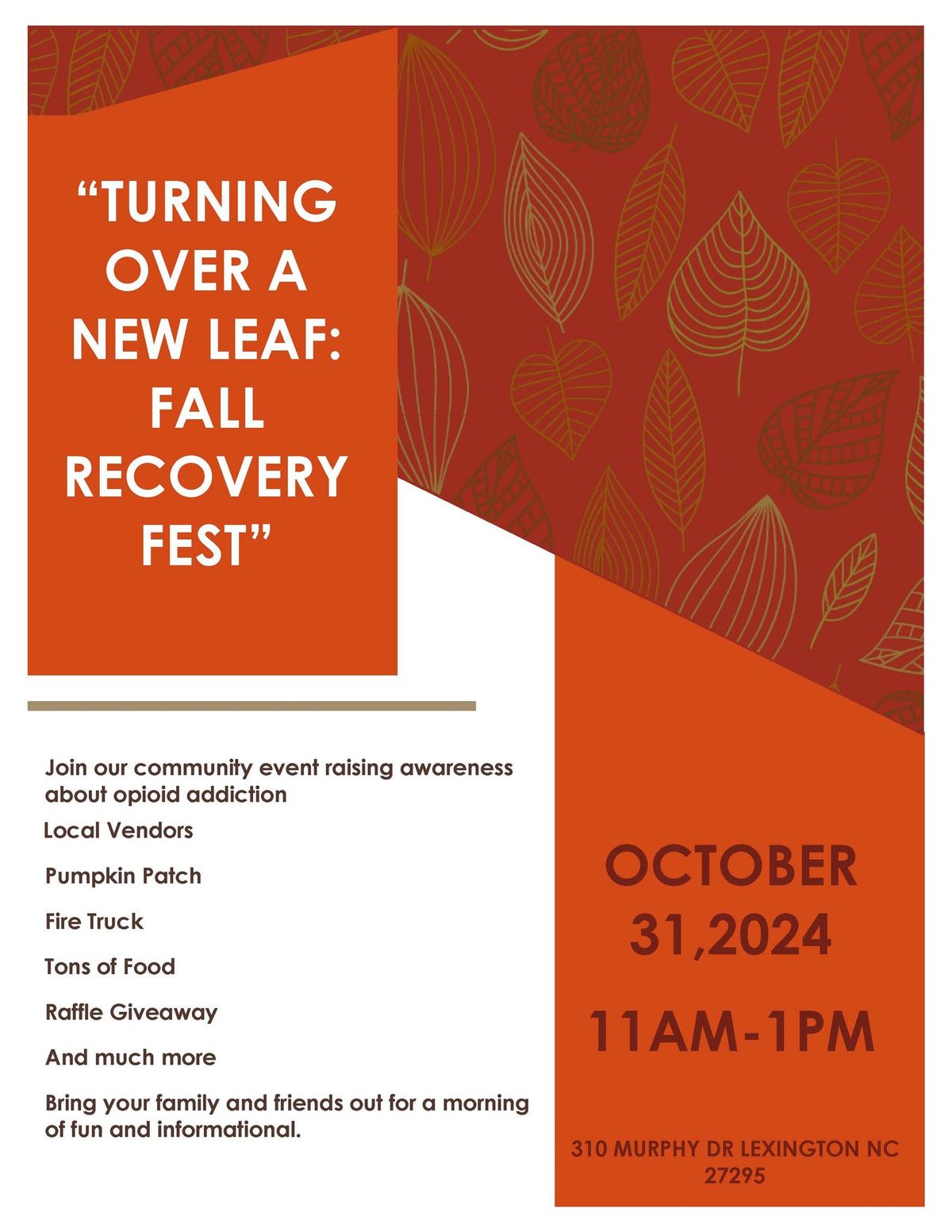 "Turning Over a New Leaf"  Fall Recovery Fest