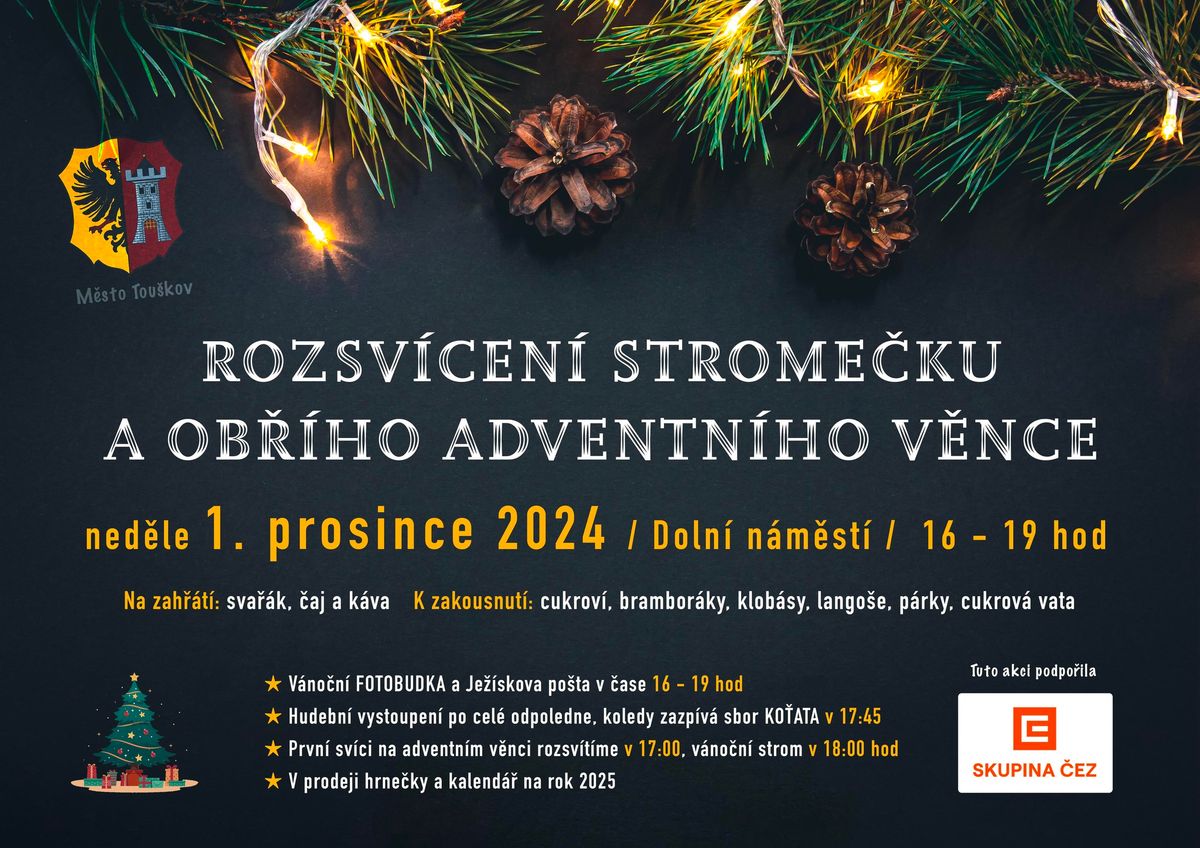 Rozsv\u00edcen\u00ed strome\u010dku \ud83c\udf84 a ob\u0159\u00edho adventn\u00edho v\u011bnce \ud83d\udd6f\ufe0f