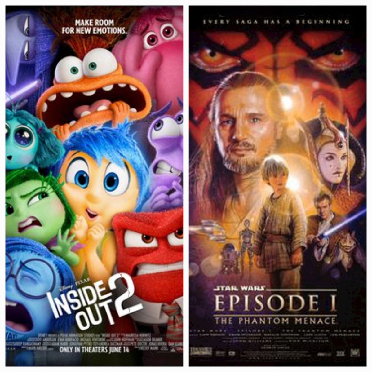 Double Feature showing of Inside Out 2 & Star Wars Ep. 1