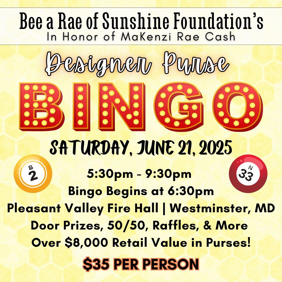 Bee a Rae of Sunshine Designer Purse Bingo-2025