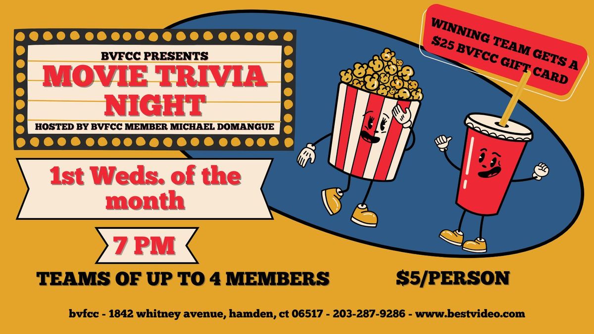 Movie Trivia Night hosted by BVFCC Member Michael Domangue