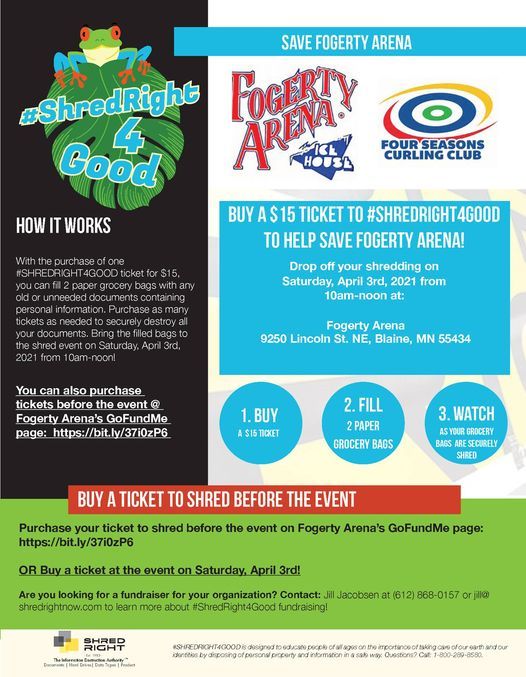 Paper Shredding Fundraiser Fogerty Arena Blaine 3 April 2021