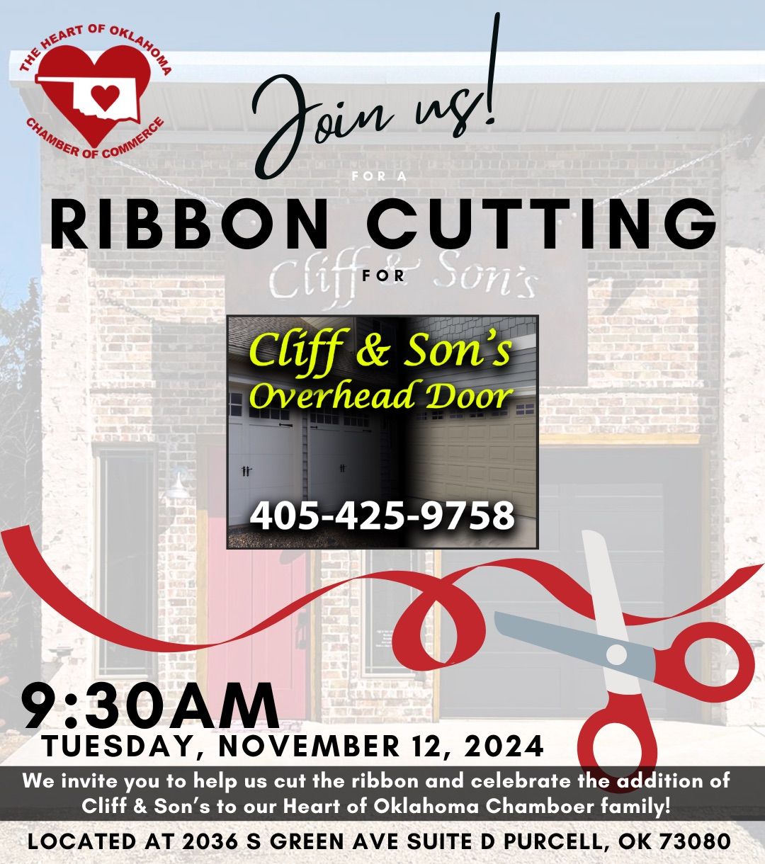 Chamber Ribbon Cutting for Cliff & Son\u2019s Overhead Door