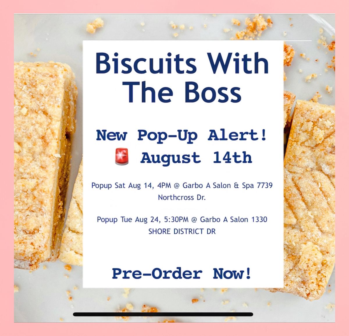 BISCUITS WITH THE BOSS - POP UP EVENT