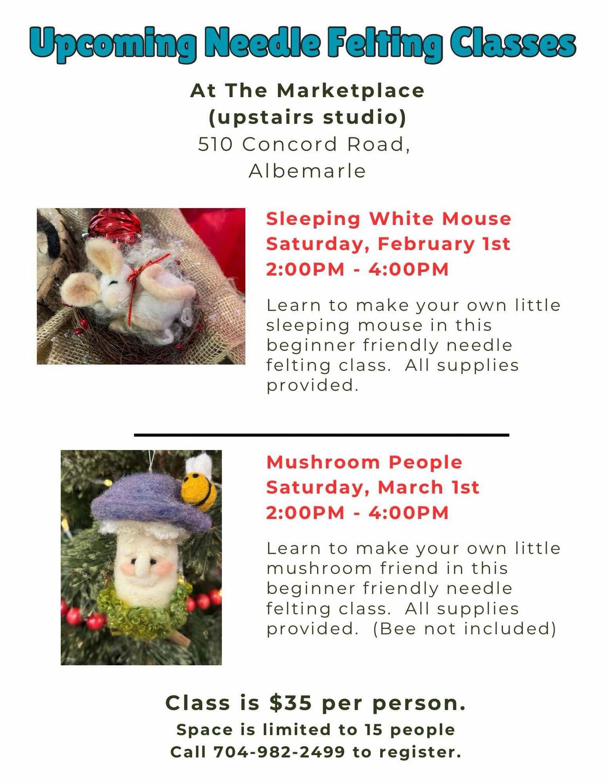 Needle Felting Mushroom People Workshop