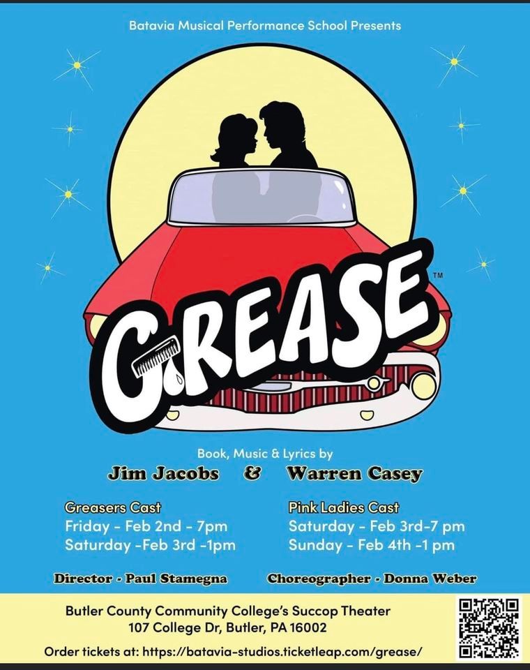 Grease Musical , Succop Theater at BC3, Butler, 2 February to 3 February