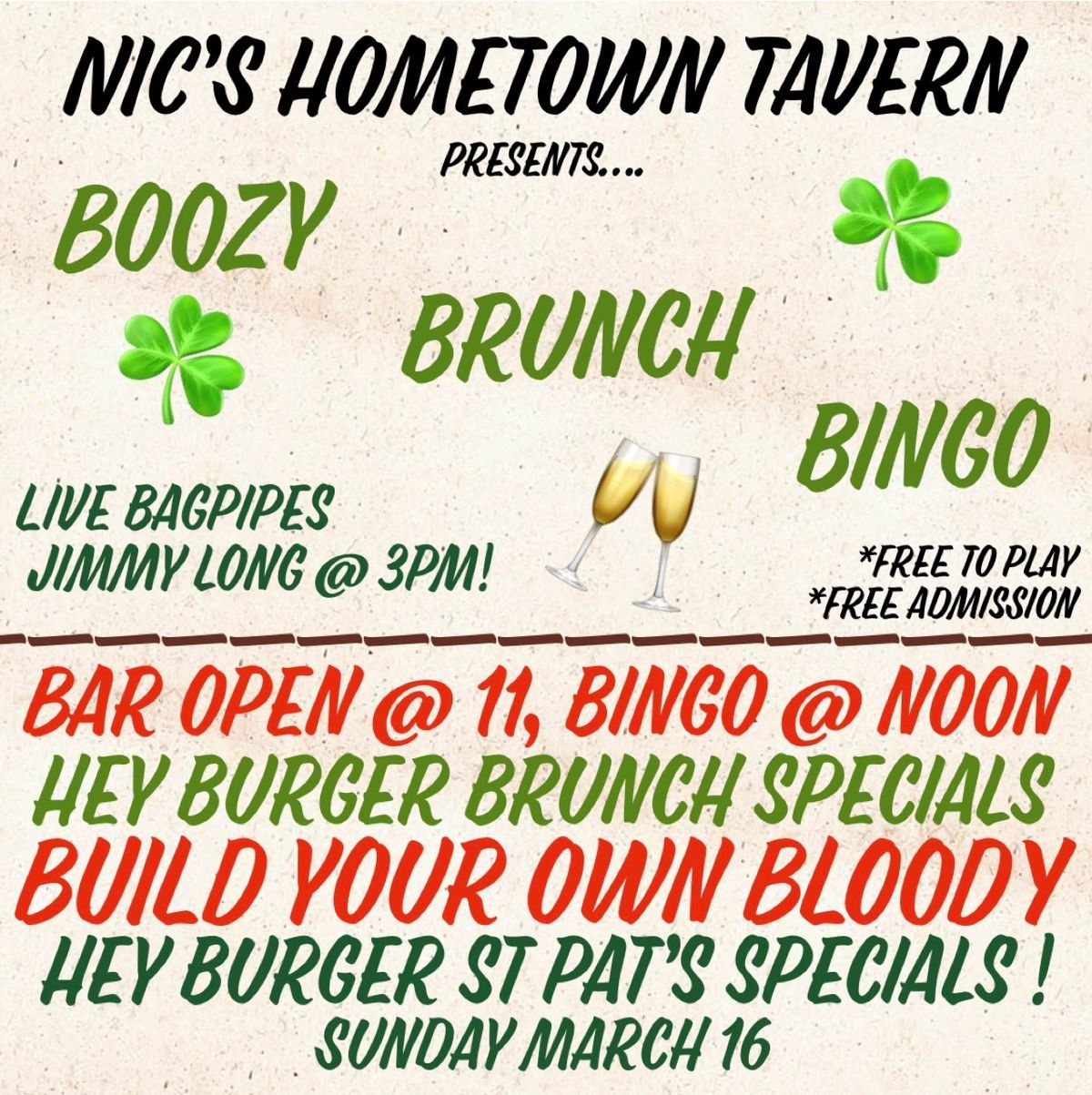 \u2618\ufe0f Boozy Brunch Bingo \u2618\ufe0f