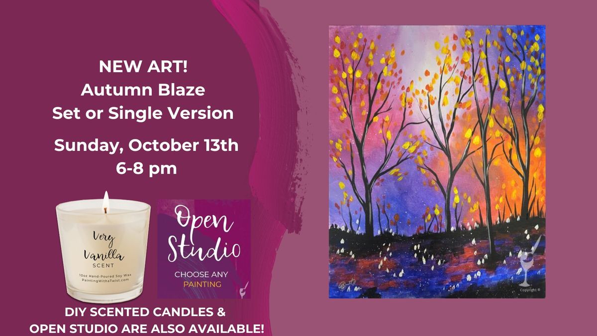 NEW ART-Autumn Blaze set or Single Version-Add a Cold Brew or Fall DIY Scented Candle!