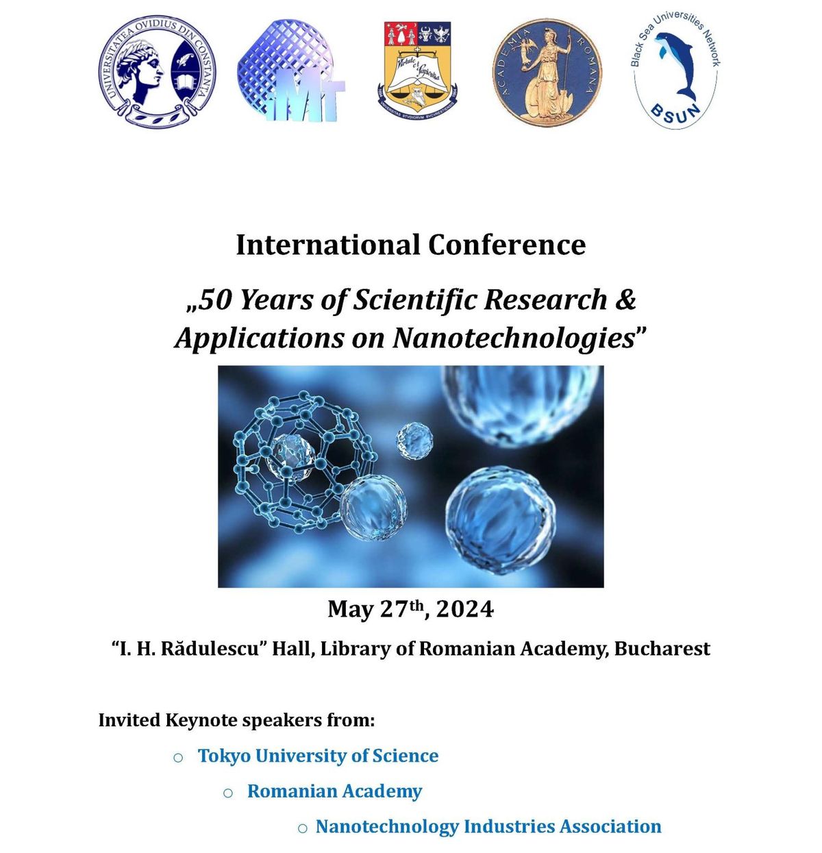 International Conference  \u201e50 Years of Scientific Research & Applications on Nanotechnologies\u201d