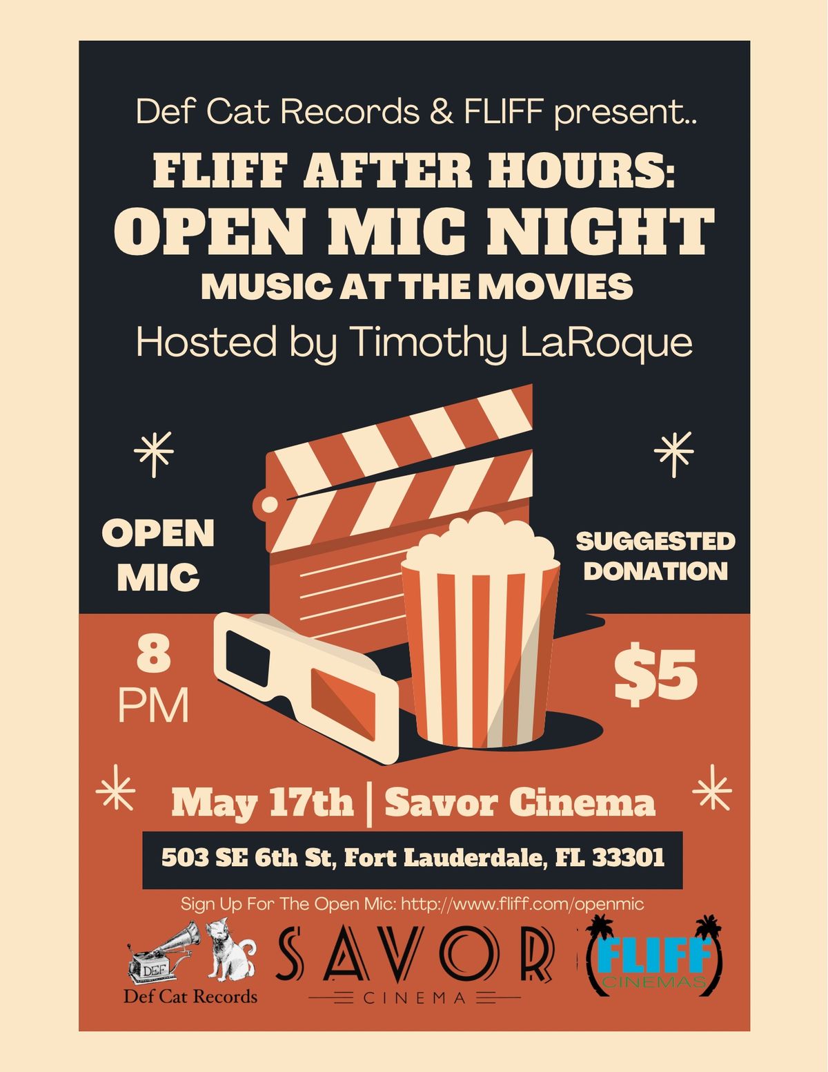 FLIFF After Hours: Open Mic Night (Hosted by Timothy LaRoque)