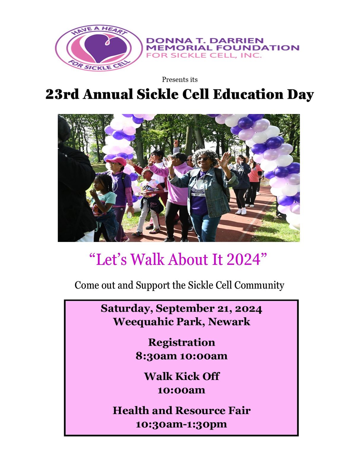 23rd Annual Sickle Cell Education Day & "Let's Walk About It"