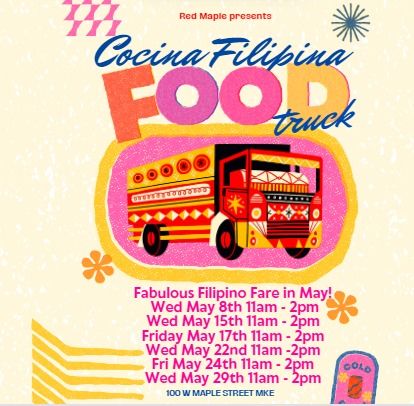 Cocina Filipina food truck! Filipino Fare will be parked at Red Maple