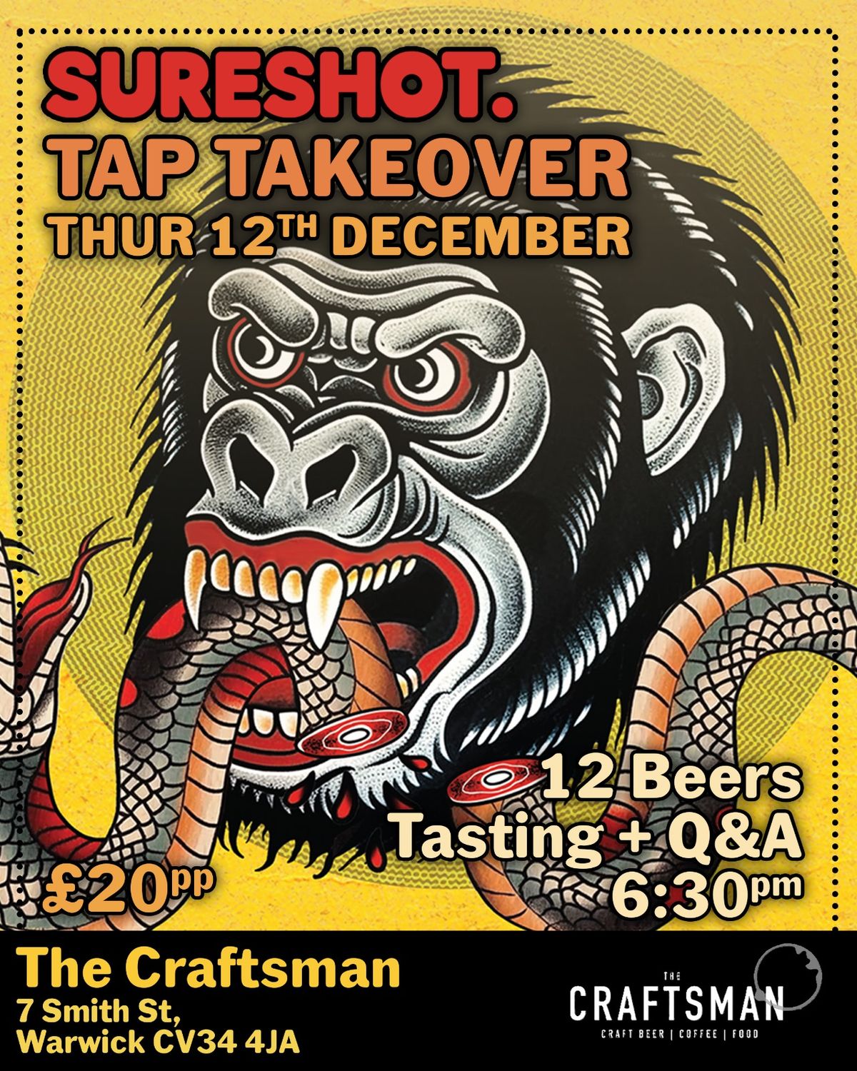 SURESHOT Tap Takeover, Tasting & Meet The Brewer @ The Craftsman - Warwick 