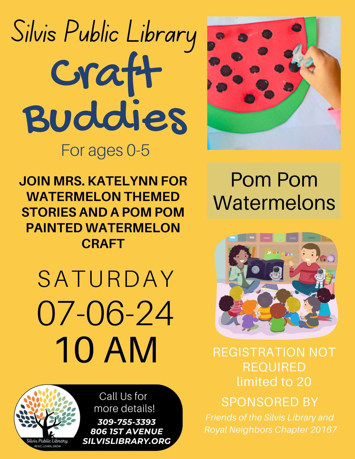 Craft Buddies: Pom Pom Painted Watermelons