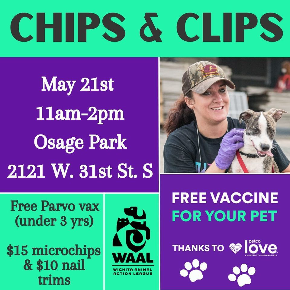 WAAL Chips and Clips with FREE Parvo/Distemper vaccines!, 2121 W 31st