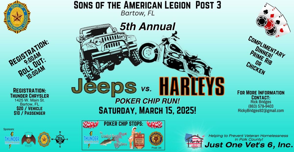 MVMA - Florida1 Supporting 5th Annual Jeeps vs. Harleys Poker Chip Run