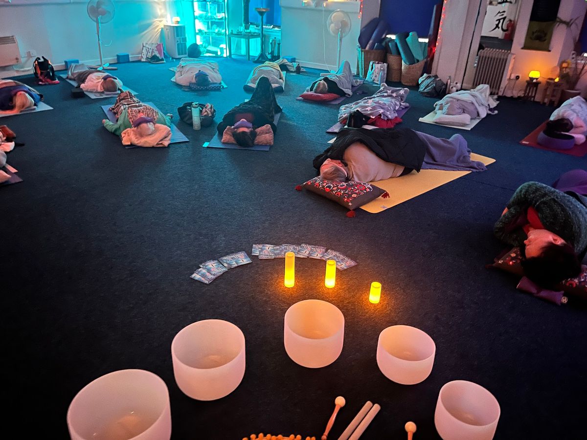 Group Sound bowl meditation.