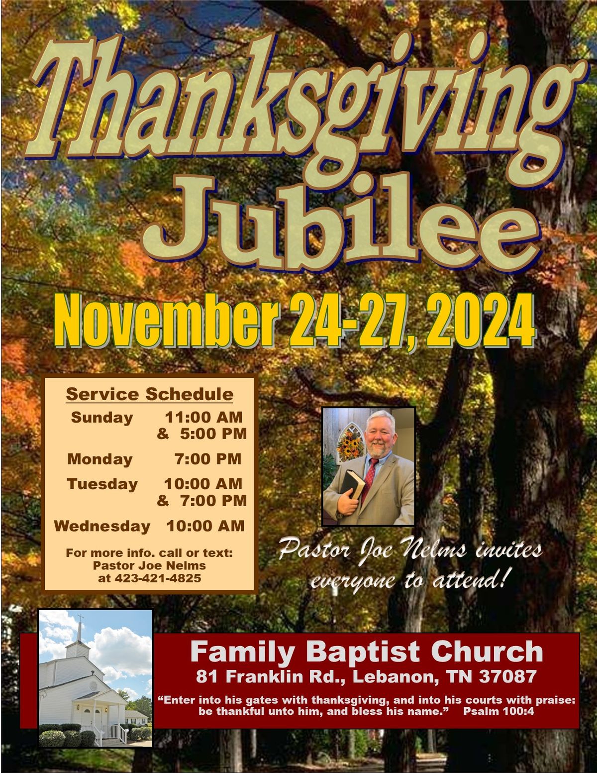 Thanksgiving Jubilee Tuesday 10 AM