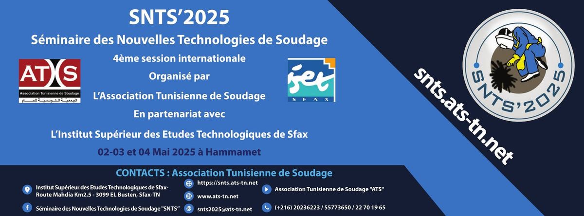 S\u00e9minaire des Nouvelles Technologies de Soudage "SNTS\u20192025"