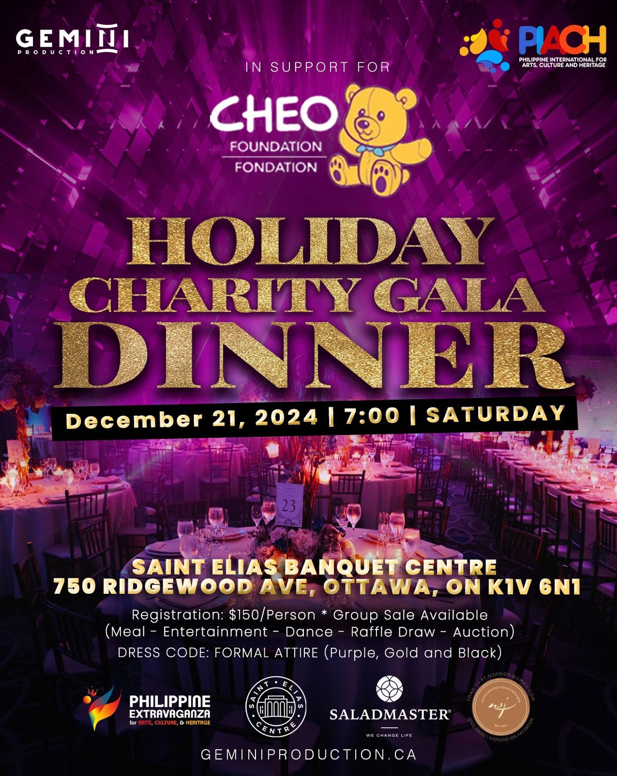 HOLIDAY CHARITY GALA DINNER for CHEO