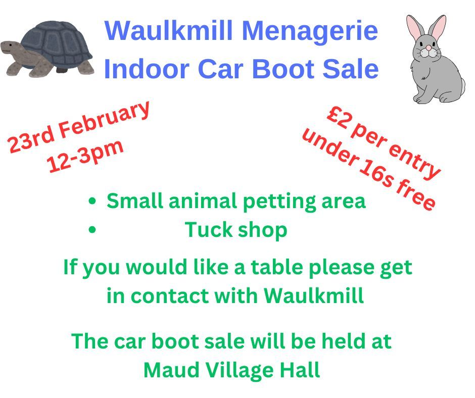 Waulkmill Menagerie indoor car boot sale