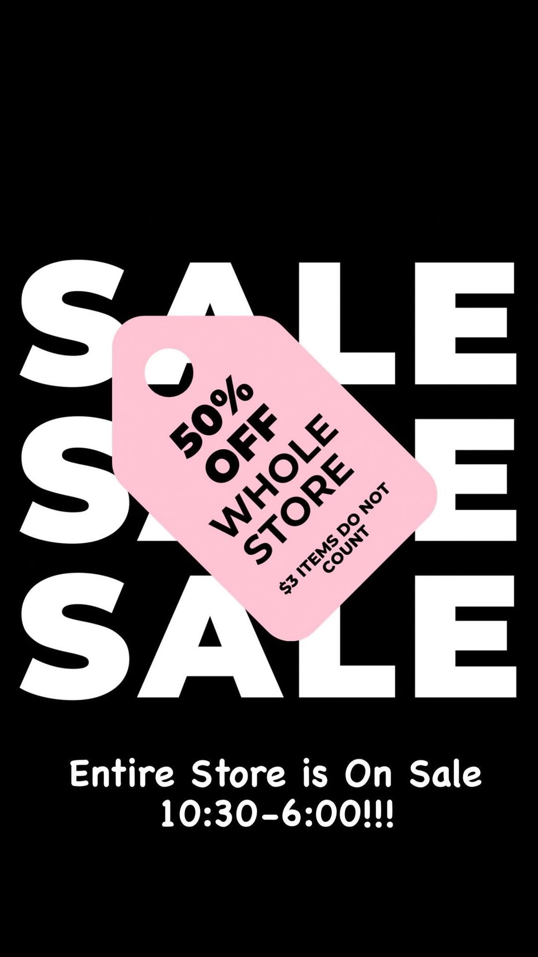 Half Off Sale!! Entire Store is On Sale 
