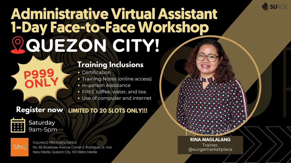 Administrative Virtual Assistant 1-Day Face-to-Face Workshop