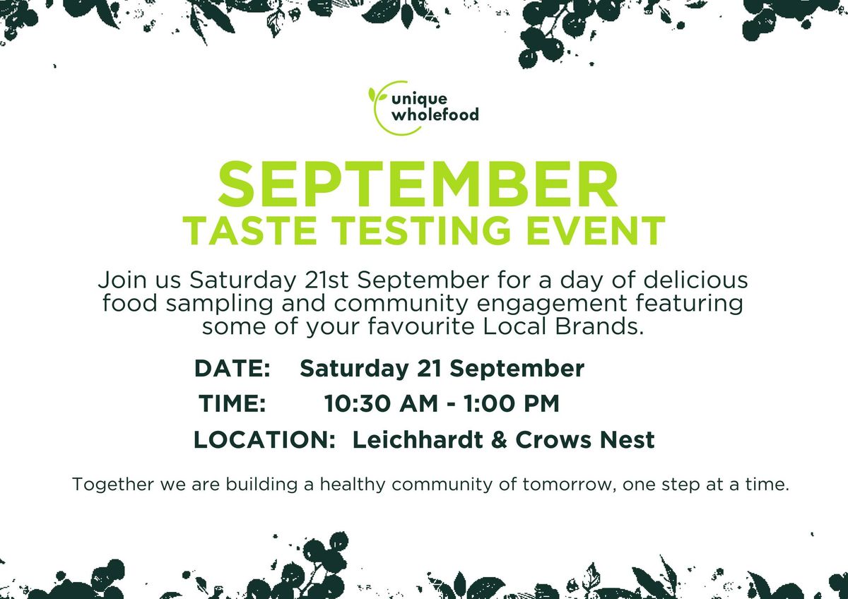 September Taste Testing Event