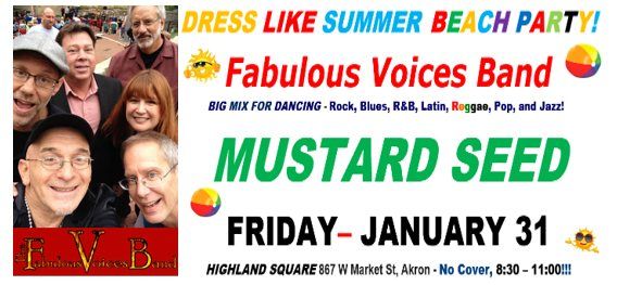 Fabulous Voices Band - DRESS LIKE SUMMER BEACH PARTY at the MUSTARD SEED!!