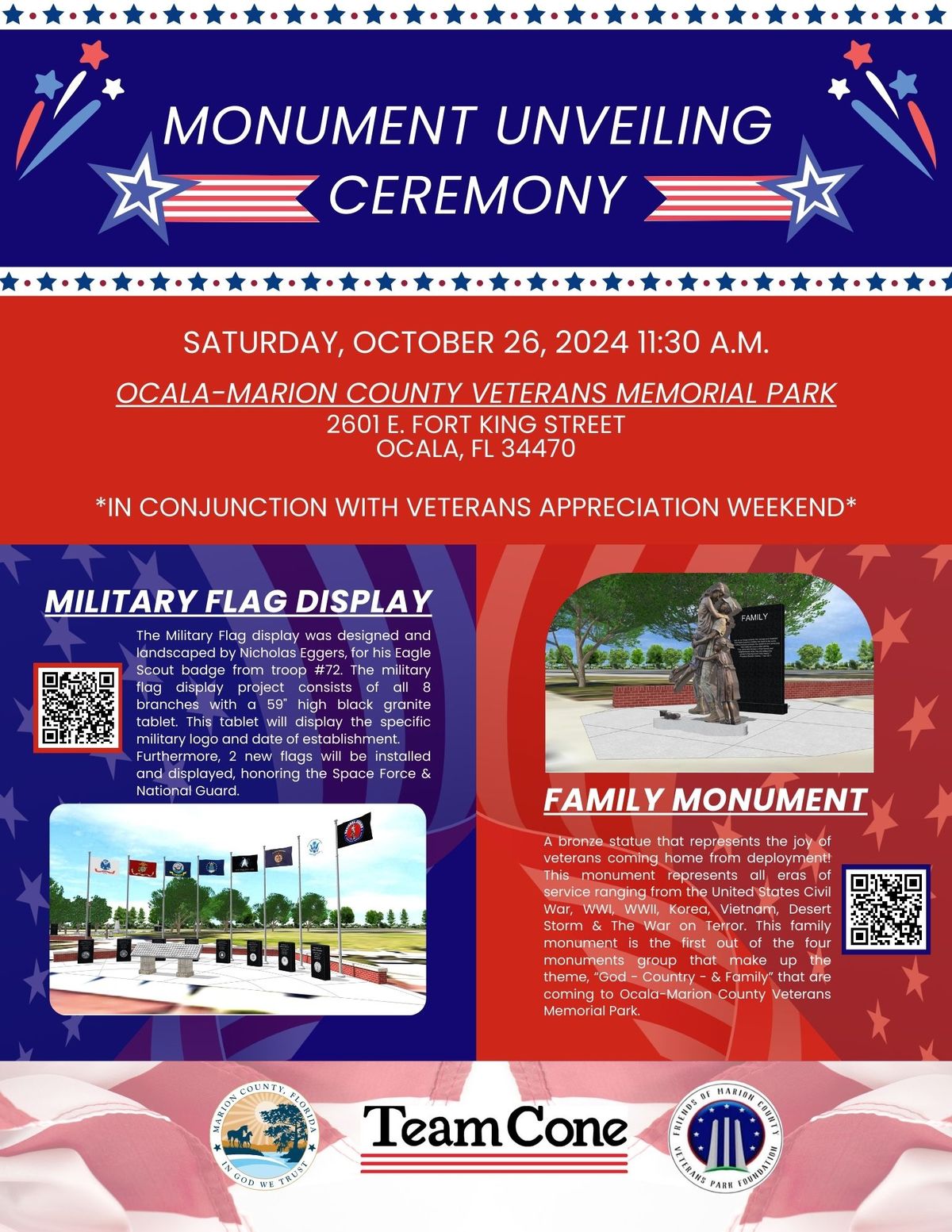 Family\/Military Flag Display Monument Unveiling Ceremony