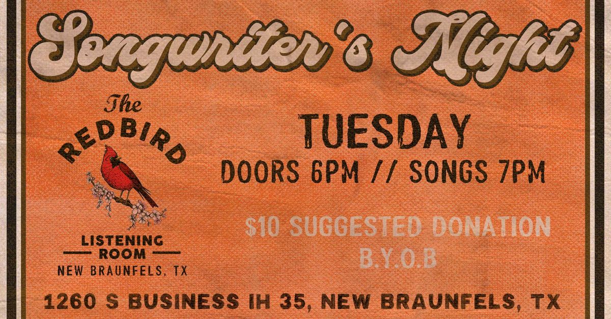 Tuesday Songwriter's Night @ The Redbird - 6 pm