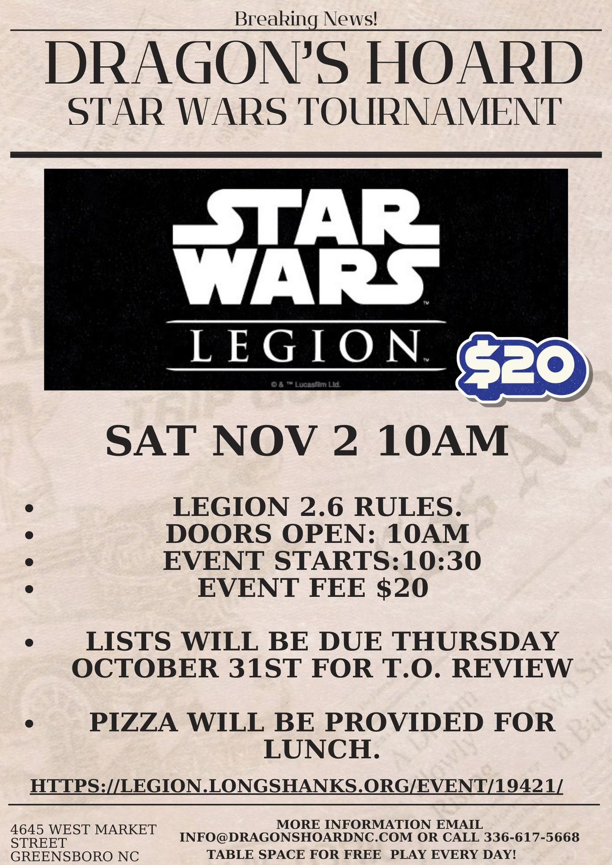 Star Wars Legion November 2 10AM