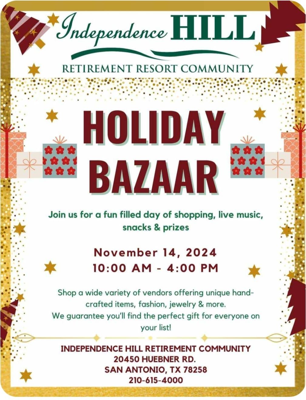 Independence Hill Holiday Bazaar\/Open House!